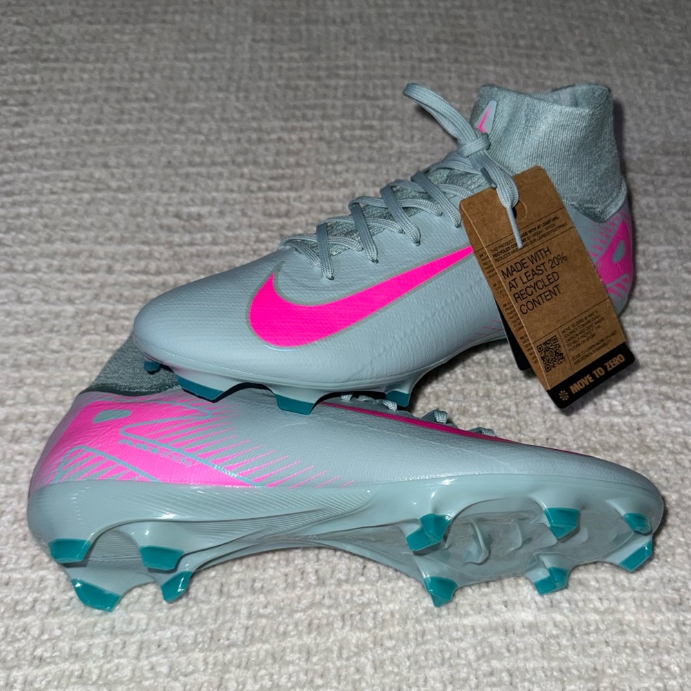 Nike vapor superfly 10 pro Light Gray and Pink Soccer Cleats